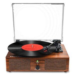 Vinyl Record Player Wireless Turntable with Built-in Speakers and USB Belt-Drive